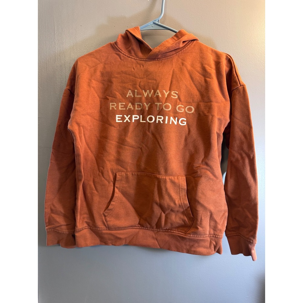 Thereabouts Kids Orange Graphic Hoodie Always Ready To Go Exploring Medium 10 12